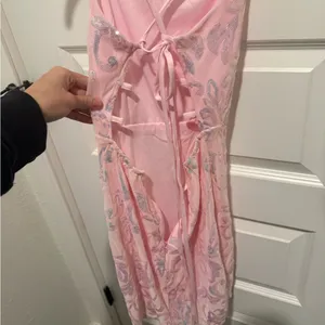 Formal Pink Sequined Embroidered Dress thumbnail 5