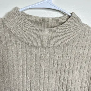 Vintage Mock Neck Sweater Women’s XL Soft Neutral Color Cable knit thumbnail 2