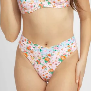 NWT Blackbough Valentina High Waist Floral Bikini Bottoms Size XL Pink thumbnail 3