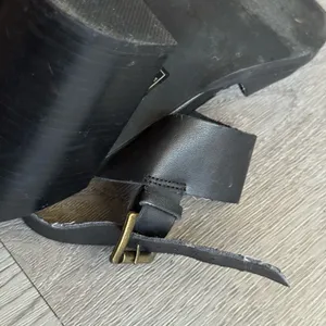 Women’s Black Faux Leather Platform Ankle Strap Heels thumbnail 11