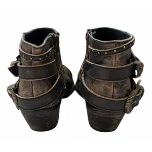 Circle G Distressed Leather Zip Ankle Western Boots Style P5101 Women's Size 7.5 thumbnail 4