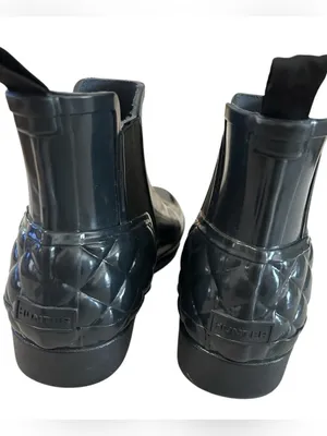 Hunter Refined Chelsea Vertical Quilt Boot Black 10 M, preowned thumbnail 7