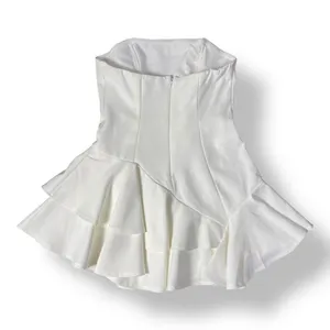 Selfie Leslie White Candy Strapless Layered Ruffle Hem Romper Size XS Party thumbnail 5