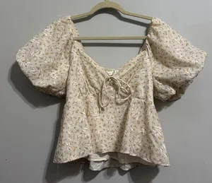 Altar’d State Puff Sleeve Floral Baby Doll Blouse Size Small thumbnail 1
