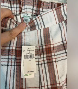 NWT Aerie white and brown plaid pleated mini skirt size small thumbnail 4