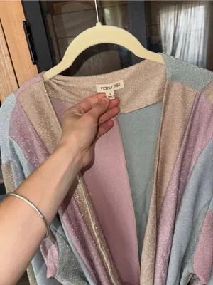 Main Strip Pastel rainbow wrap dress robe long sleeve shimmery glitter metallic QOS mini thumbnail 5