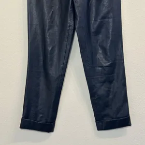 Alice + Olivia Womens Black Faux Leather Ankle Trousers Pants XS Pockets Pleated thumbnail 8