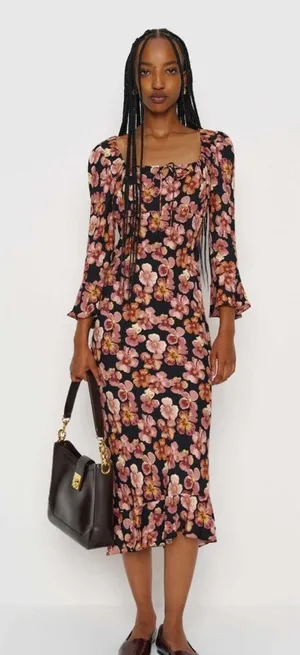 Reformation Kiley Dress Midi Long Sleeve Size 4 thumbnail 1