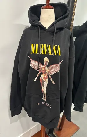 Nirvana Black Hoodie with front Logo thumbnail 1