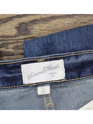 NWT Universal Thread Baggy Denim Jeans Button Fly Distressed Dark Wash Blue 6 thumbnail 4