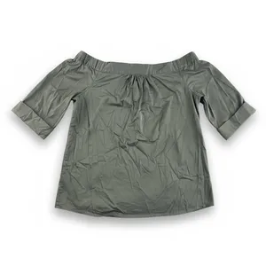 Michael Michael Kors Womens XS Olive Green Off‎ Shoulder Button Front Blouse Top thumbnail 2
