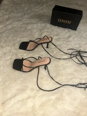 Insom Black Lace-Up Strappy Stiletto Sandals for Women NWT thumbnail 3