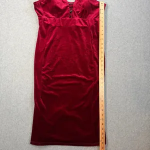 Haute Monde Women's XL Burgundy Velvet Strappy V-Neck Midi Bodycon Dress thumbnail 4
