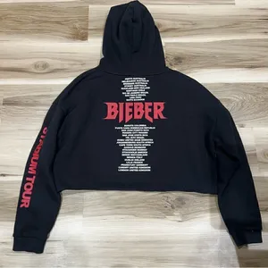Justin Bieber Purpose Stadium Tour Crop Top Hoodie Women’s Large thumbnail 3