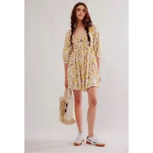 Free People Western Bohemian Dainty Lola Dress Banana Ivory Large thumbnail 7