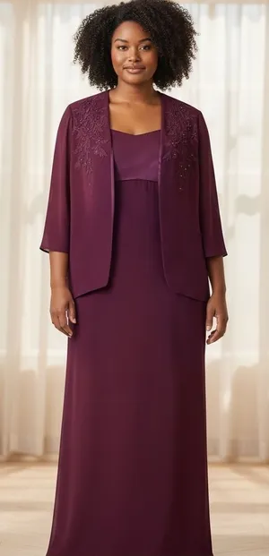 Patra two piece dress burgundy size 8 Vintage embroidery to jacket Maxi thumbnail 1