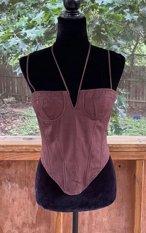 Lioness Del Gato Women's Chocolate Brown Corset Top Size M thumbnail 1