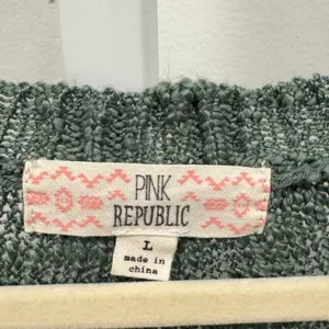 Pink Republic Dried Sage Green Lace Trim Knit Sweater PF522547SK-112 Large thumbnail 7
