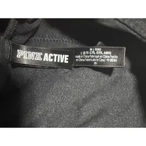 PINK Victoria's Secret Active Black Seamless High Neck‎ Crop Sports Bra Medium thumbnail 4