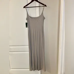 NWT Wild Fable Spaghetti Straps Ribbed Maxi Slip Dress Stretchy Gray Women's L thumbnail 4