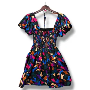 Show Me Your Mumu Puff Sleeve Mini Dress S Abstract Print Ruffle Hem Party‎ thumbnail 3
