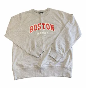 SHEIN Boston Est. 1997 Varsity Crewneck Sweatshirt Gray Red L thumbnail 1