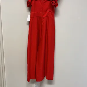 NWT Lulu’s Red Jumpsuit Romper with ruffled shoulders thumbnail 9