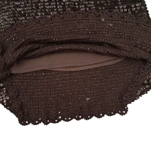 Vtg Chetta B Sequin Crochet Knit 2 Piece Skirt Set Sz M/L Dark Brown 90s Glam thumbnail 12