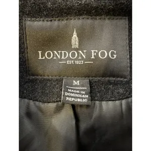 London Fog Wool Blend Coat M Black Charcoal Car Coat Button Front thumbnail 6