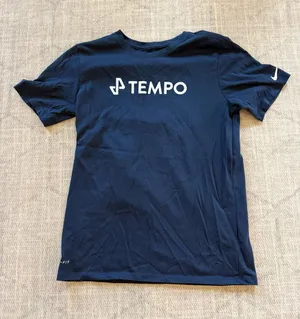 Nike Tempo Dri-Fit Logo Navy Performance Tee Medium thumbnail 1