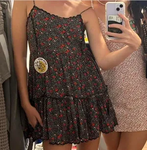 Urban Outfitters Black and Red Floral Mini Dress thumbnail 1