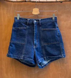 Let’s vitta denim high waisted cargo jean short thumbnail 1