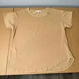 Bohme Minimalist Contemporary Cotton‎ Crew Neck Short Sleeve Top T-shirt Tan Med thumbnail 1