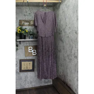 NWT R & M Richards Embellished Pleated Caplet Overlay Maxi Dress Purple Wine 6 thumbnail 5