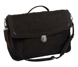 Vera Bradley Brown Quilted Briefcase Messenger Laptop Bag Floral‎ Lining thumbnail 1