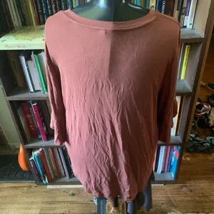 Z Supply burnt orange L relaxed knit normcore flutter sleeve basic tee thumbnail 2
