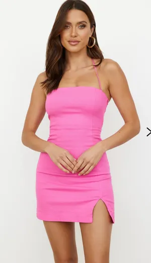 Hello Molly hot pink halter strapless mini dress thumbnail 1