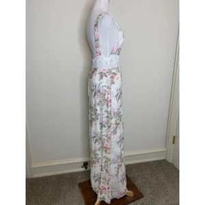 Majorelle Floral Romantic Maxi Dress Bridal Fairy Sz Medium Cream Pink Green thumbnail 6