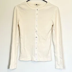 NWT Madewell Vintage Ivory Garment-Dyed Ribbed Cardigan Tee - Size: Extra Small thumbnail 2