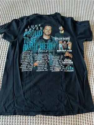 Gildan Black Tee with Turquoise Luke Bryan Tour Graphic thumbnail 2