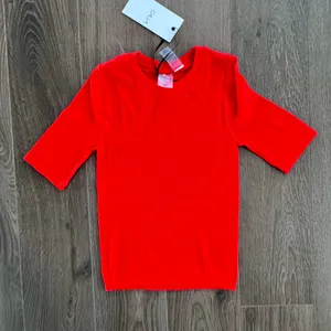 CALIA Seamless Crop Tee Elbow Sleeve Red XS Ribbed Sporty NEW thumbnail 2