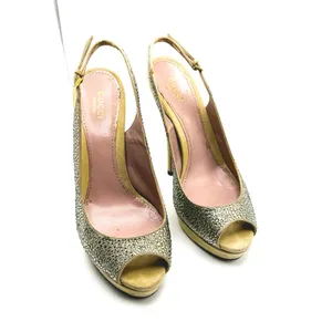 Gucci Tan Suede Crystal Slingback Peep Toe Pumps Heels Women’s EU 37.5 thumbnail 4
