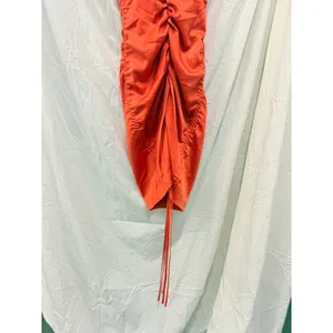 NBD Dex‎ Ruched Drawstring Adjustable Side Tie Poppy Orange Mini Dress Sz Small thumbnail 6