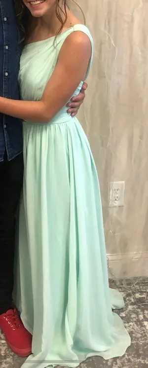 Mint Green one Shoulder Prom Dress thumbnail 1
