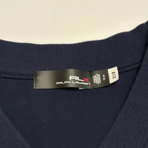 RLX Ralph Lauren Pullover Women S Navy V-Neck Ribbed Panel High-Low Top thumbnail 2