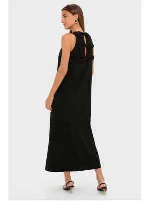 Tuckernuck Black Crepe Portia Dress M Bow Back Elegant Evening Party Resort Date thumbnail 4