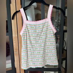 LoveShackFancy Maven tank top knit butterflies striped scalloped pastel thumbnail 5