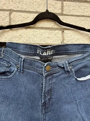 New York & Company Dark Indigo Wide Leg Flare Jeans thumbnail 9
