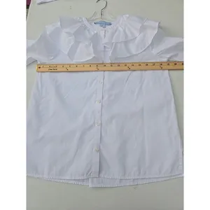 Hill House Home White Ruffle Collar Blouse XS Cotton Button Front Top thumbnail 7