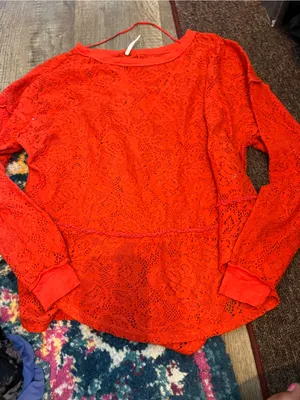 Free people Red Lace Long-Sleeve Women's Top thumbnail 5